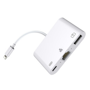 Adaptateur réseau 8 broches vers RJ45 1000 Mbps + Port de charge + Convertisseur multifonction de lecture USB pour appareil photo SH2501961-20