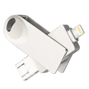 S29 3 en 1 8 Go Micro USB 3.0 + USB-C / Type-C + Interface à 8 broches Disque Flash en métal Twister (Argent) SH230S771-20