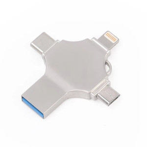Cross 4 en 1 8 Go 8 broches + Micro USB + USB-C / Type-C + USB 3.0 Disque Flash Métallique (Argent) SH280S350-20