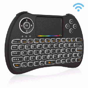 H9 2.4 GHz Mini Sans Fil Air Souris QWERTY Clavier avec Rétro-Éclairage Coloré et Touchpad pour PC, TV (Noir) SH079B440-20