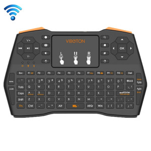 VIBOTON i8 Plus Mis à jour 2.4GHz QWERT Mini clavier sans fil avec pavé tactile pour TV Box, Mi Box, ordinateur, tablette, ordinateur portable et projecteur (Noir) SV20901583-20