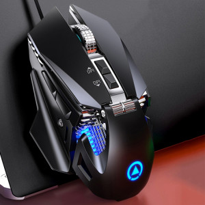 YINDIAO G10 7200DPI 7 modes réglables 7 touches RGB Light Wired Metal Metal Hard Core Macro Mouse, Style: Version Audio (Noir) SY566B441-20