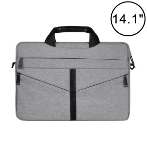 14,1 pouces respirant sac à bandoulière pour ordinateur portable ordinateur de poche zippé avec une bandoulière (gris clair) SH01LH532-20