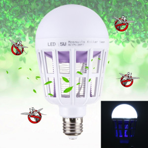 E27 15W lumière blanche + 365 NM violet lampe moustique ampoule tueur, insectes parasites des insectes volants Rejeter Zapper LED boule forte lumière, AC 175-265V SH45WL290-20