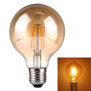 G80 E27 4W Tawny Rétro lumière LED filament blanc chaud, 4 LEDs 380 LM 2300K ampoule économie d'énergie, AC 85-265V SH64WW1880-20