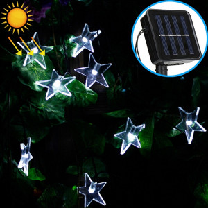 Chaîne de lampe solaire de décoration de festival de Noël de jardin extérieur de 20 LED en forme d'étoile (blanc) SH614W800-20