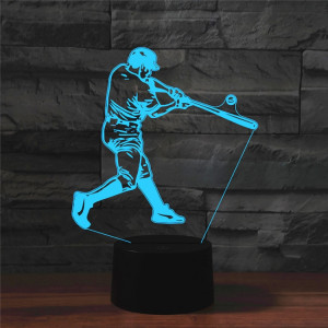 Jouer la lampe de table lumineuse colorée de vision LED de la forme 3D de base-ball, version à télécommande de fissure SH0698908-20