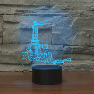 Lampe de table lumineuse colorée de vision LED de la forme 3D de phare, version à télécommande de fissure SH0711595-20