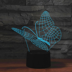 Lampe de table lumineuse colorée de vision LED de la forme 3D de papillon, version à télécommande de fissure SH07411123-20