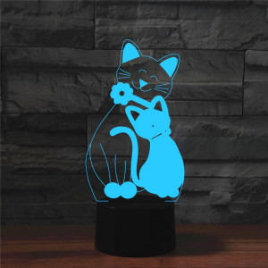 Lampe de table lumineuse colorée de vision LED de la forme 3D de chat, version tactile d'USB SH07491325-20