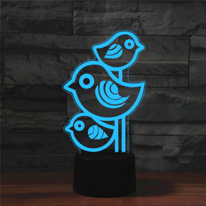 Trois oiseaux forment la lampe de table lumineuse colorée 3D de vision de LED, version tactile de fissure SH083543-20