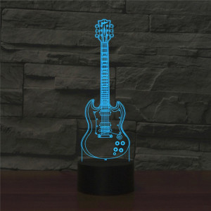 Lampe de table lumineuse colorée de vision LED de forme 3D de guitare à cinq cordes, version tactile d'USB SH09271933-20