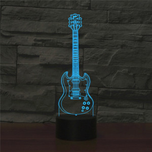 Lampe de table lumineuse colorée de vision LED de forme 3D de guitare à cinq cordes, version tactile d'USB SH09271933-20