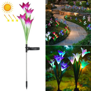 Fleur de lys simulée 4 têtes solaire extérieur IP55 étanche LED lampe de pelouse décorative, lumière blanche (violet) SH989P904-20