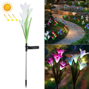 Fleur de lys simulée 4 têtes solaire extérieur IP55 étanche LED lampe de pelouse décorative, lumière colorée (blanc) SH990W1409-20
