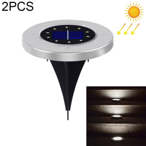 2 PCS 10 LED Lumière enterrée à énergie solaire sous la lampe au sol IP65 Réverbère de jardin extérieur étanche (lumière blanche) SH93WL1820-20