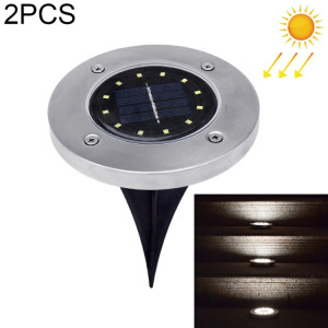 2 PCS 12 LED Lumière enterrée à énergie solaire sous la lampe au sol IP65 Réverbère de jardin extérieur étanche (lumière blanche) SH94WL1820-20
