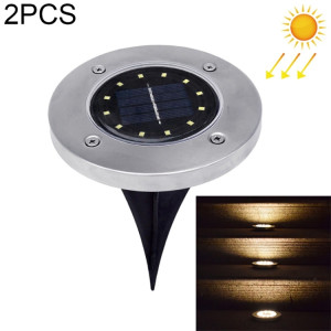 2 PCS 12 LED Lumière enterrée à énergie solaire sous la lampe au sol IP65 Réverbère de jardin extérieur étanche (blanc chaud) SH94WW1341-20