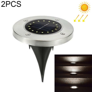 2 PCS 16 LED Lumière enterrée à énergie solaire sous la lampe au sol IP65 Lampadaire extérieur de jardin étanche (lumière blanche) SH95WL1595-20