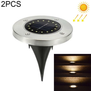 2 PCS 16 LED Lumière enterrée à énergie solaire sous la lampe au sol IP65 Réverbère de jardin extérieur étanche (blanc chaud) SH95WW811-20