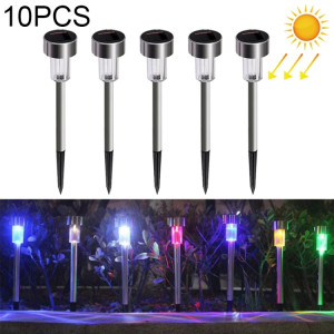 10 PCS à énergie solaire lampe de pelouse extérieure en acier inoxydable IP65 étanche LED lumière de jardin décorative (lumière colorée) SH96CL1852-20