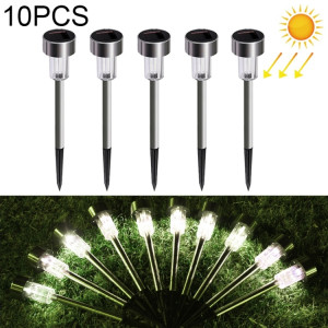 10 PCS lampe de pelouse extérieure à énergie solaire en acier inoxydable IP65 étanche LED lumière de jardin décoratif (lumière blanche) SH96WL190-20