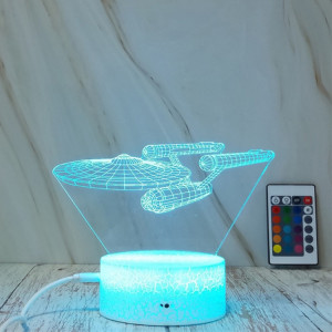 Forme de vaisseau spatial Creative Crack Touch Gradation 3D Veilleuse décorative colorée avec télécommande SH14331694-20