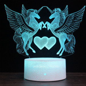 Deux licornes forment une base de fissure créative 3D lampe de bureau de veilleuse décorative colorée, Version télécommandée SH1459502-20