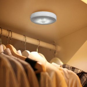 0.3W lumière blanche de forme ronde LED lumière de capteur PIR, 6 LED 30 LM SMD-3528 pour armoires SH94WL748-20