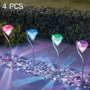 Lampe d'énergie solaire de A108 4 PCS RVB LED, lumières décoratives de diamant de chemin de paysage extérieur de jardin SH1978809-20