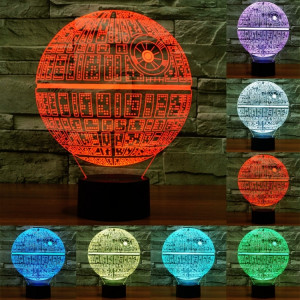 Death Star Style 7 Couleur Décoloration Creative Visual Stéréo Lampe 3D Tactile Commutateur LED Lumière Bureau Lampe de Nuit Lumière SD2298561-20