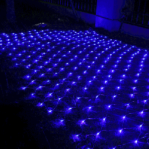 3m (longueur) x 2m (hauteur) 12W 200 LED Réticule String Devoration Lights avec la fin conjointe et le contrôleur multi-fonction, prise de l'UE, AC 220V (lumière bleue) S35ABL1965-20