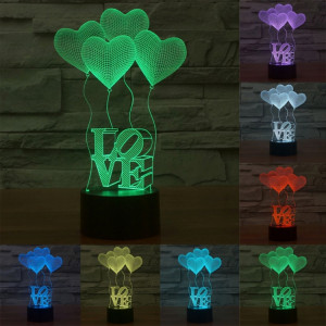 Quatre Coeur Style 7 Couleur Décoloration Creative Visual Stéréo Lampe 3D Tactile Commutateur LED Lumière Bureau Lampe Nuit Lumière SQ2885414-20