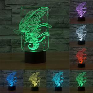 Hippocampe Style 7 Couleur Décoloration Creative Visual Stéréo Lampe 3D Tactile Commutateur LED Lumière Bureau Lampe Nuit Lumière SH28871088-20
