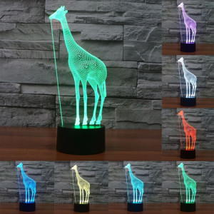 Giraffe Style 7 Couleur Décoloration Creative Laser stéréo Lampe 3D Touch Switch Control LED Light Lampe de bureau Night Light SG28976-20