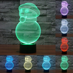 Bonhomme De Neige Style 7 Couleur Décoloration Creative Visual Stéréo Lampe 3D Tactile Commutateur LED Lumière Bureau Lampe De Nuit Lumière SB2898471-20