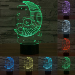 Moon Bears Style 7 Couleur Décoloration Creative Visual Stéréo Lampe 3D Tactile Commutateur LED Lumière Bureau Lampe de Nuit Lumière SM29041169-20