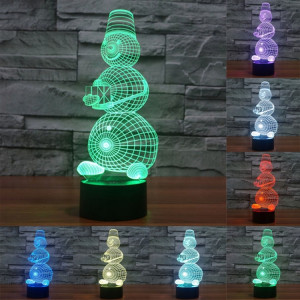 Bonhomme De Neige Style 7 Couleur Décoloration Creative Visual Stéréo Lampe 3D Tactile Commutateur LED Lumière Bureau Lampe De Nuit Lumière SB29221056-20
