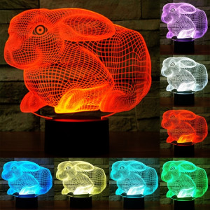 Forme de lapin 7 Couleur de décoloration Lampe de stéréo visuelle créative Commande de commutation tactile 3D Lumière de lumière LED Lampe de bureau Lampe de nuit SF29285-20