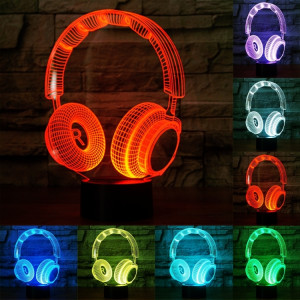 Forme du casque 7 Couleur de décoloration Lampe stéréo visuelle créative Commutateur tactile 3D Commande LED Lumière Lampe de bureau Lampe de nuit SF29319-20