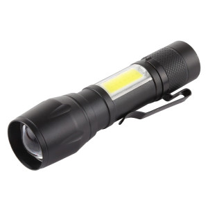 A3 USB rechargeable étanche Zoomable Lampe de poche XPE + COB avec 3 modes et boîte de rangement et clips SH37101579-20