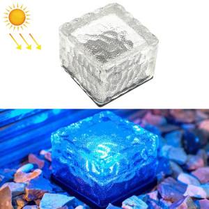 Lampe de décoration de jardin à LED extérieure en verre trempé carré à énergie solaire IP55 étanche ， Taille: 7 x 7 x 5 cm (lumière bleue) SH05BL1875-20