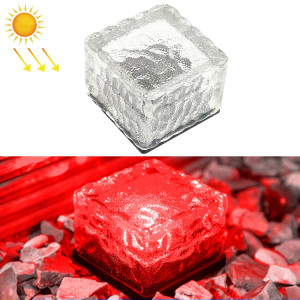 Lampe de décoration de jardin à LED extérieure en verre trempé carré à énergie solaire IP55 étanche ， Taille: 7 x 7 x 5 cm (lumière rouge) SH05RL22-20