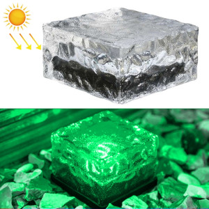 Lampe de décoration de jardin à LED extérieure en verre trempé carré à énergie solaire IP55 étanche, taille: 10 x 10 x 5,2 cm (lumière verte) SH06GL595-20