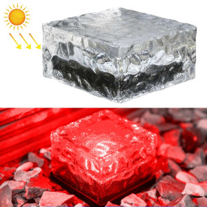 Lampe de décoration de jardin à LED extérieure en verre trempé carré à énergie solaire, IP55 étanche, taille: 10 x 10 x 5,2 cm (lumière rouge) SH06RL1998-20