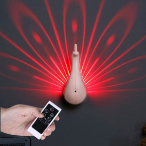 Sunshine ML-D1804 Creative Peacock Murale Lampe de Projection Colorée, USB Charge Bouton LED Night Light avec Télécommande (Rose) SH681F1084-20