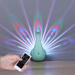 Sunshine ML-D1804 Creative Peacock coloré lampe de mur de projection, USB Charge bouton LED Night Light avec télécommande (vert) SH681G1175-20