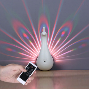 Sunshine ML-D1804 Creative Peacock Murale Projection Coloré, USB Charge Bouton LED Night Light avec Télécommande (Blanc) SH681W1741-20