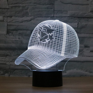 Lampe de table lumineuse de vision LED colorée 3D de forme de casquette de baseball, version USB et batterie SH5935483-20