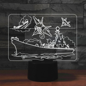 Lampe de table lumineuse de vision à LED colorée 3D de forme de groupe d'avion, version USB et batterie SH59701309-20